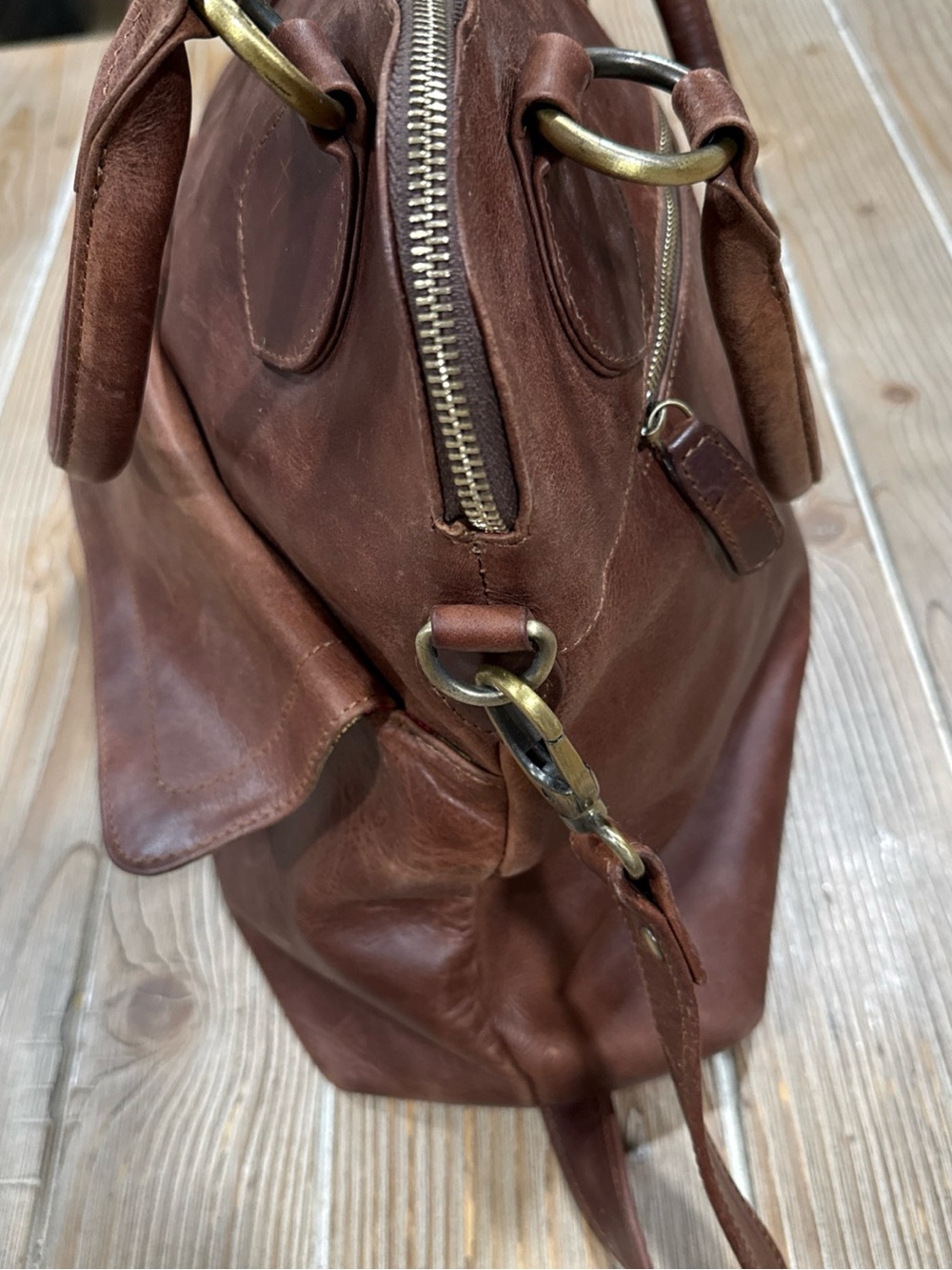 The Leather Store UK Hampton Distressed Brown Leather Tote Crossbody Bag Boho - Picture 7 of 16